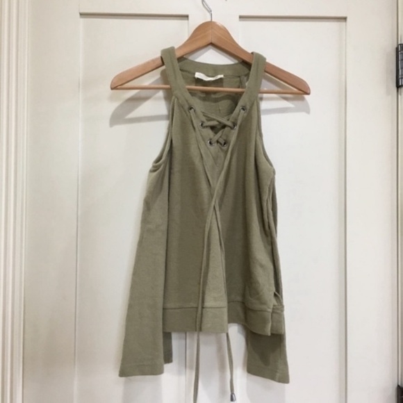 J.o.a Lace Up Cold Shoulder Top - Picture 1 of 4